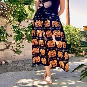Vintage 80’s Hand Stitched Elephant Midi Skirt